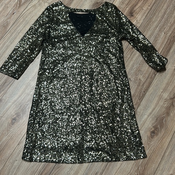 Women’s Short Gold Sparkle Dress - Picture 3 of 3